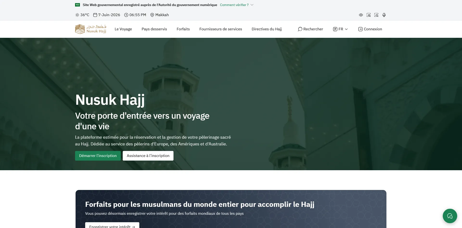 Plateforme Nusuk Hajj Plateforme Nusuk Hajj mise en place par le ministère saoudien du Hajj.